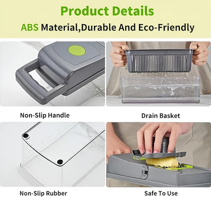 14-in-1 Multifunctional Vegetable Chopper, Mandoline Slicer & Dicer