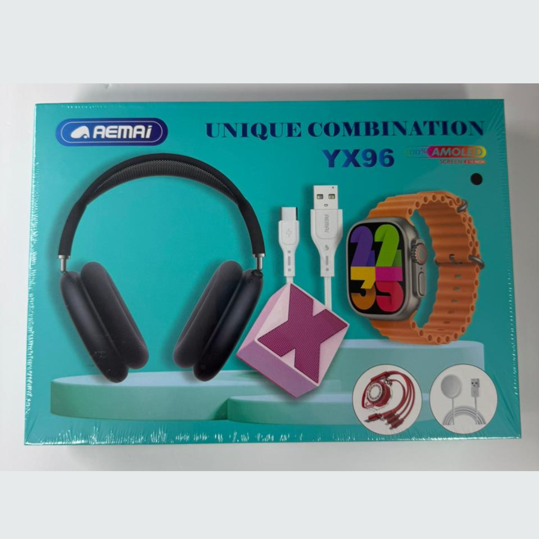 AEMAI YX96 Combo – Headphones + Smartwatch + Speaker + Charging Cables